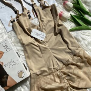 Julimex 119 mellrész nélküli alakformáló body, fekete és testszín