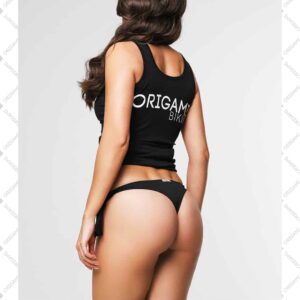 Origami tanga bikini alsó, fekete