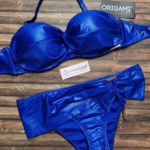 Origami Nevada fényes, metálkék bandeau bikini