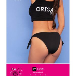 Origami megkötős telifenekű bikini alsó, fekete