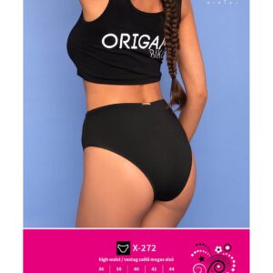 Origami telifenekű magasított bikini alsó, fekete