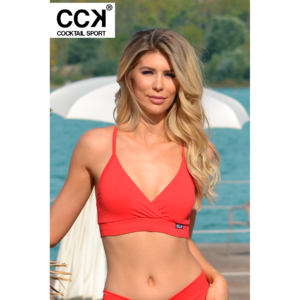CCK 0170F kivehető szivacsos, sportos bikini felső, piros