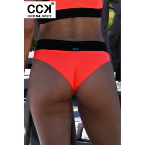 CCK brazil fazonú bikini alsó, neon korall-fekete
