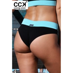 CCK brazil fazonú bikini alsó, fekete-akvamarinkék