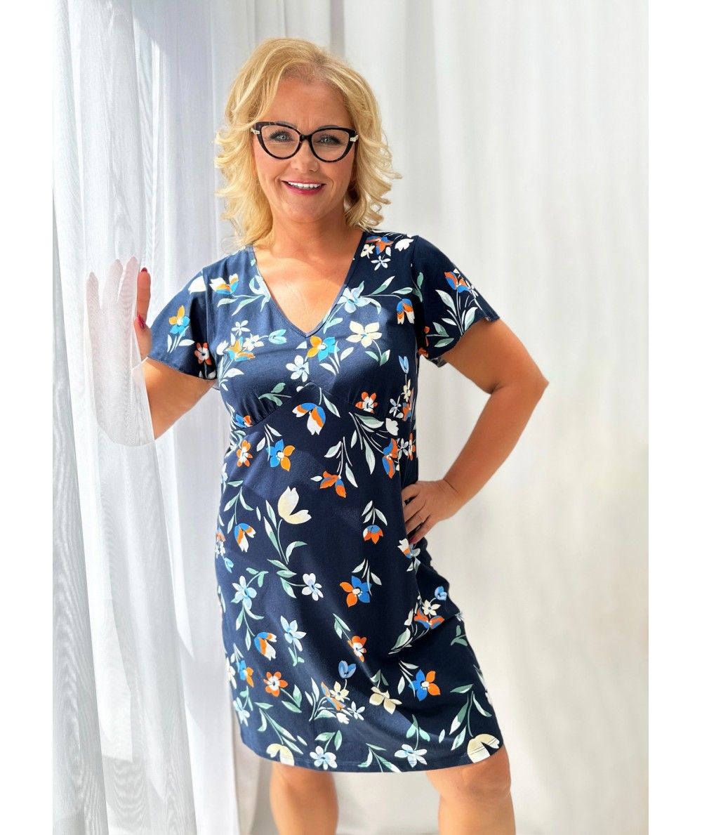 Donna Caroline sötétkék virágos hálóing