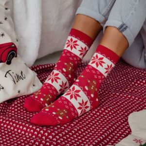 Milena WCR29 ekrü-piros karácsonyi, mézis bokazokni