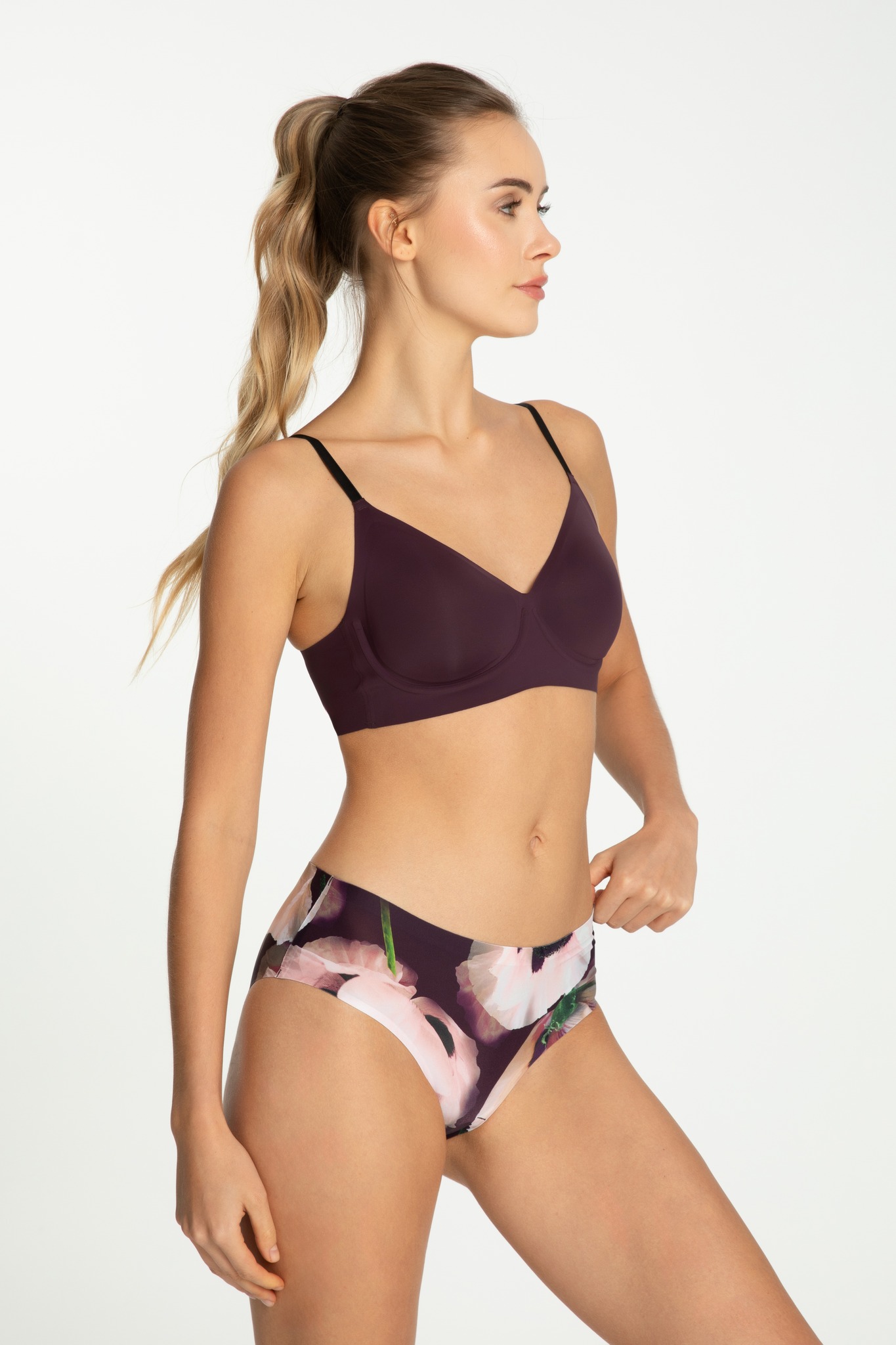 Julimex Dark Plum T-shirt lézervágott sötét szilva melltartó, merevítővel - Image 3