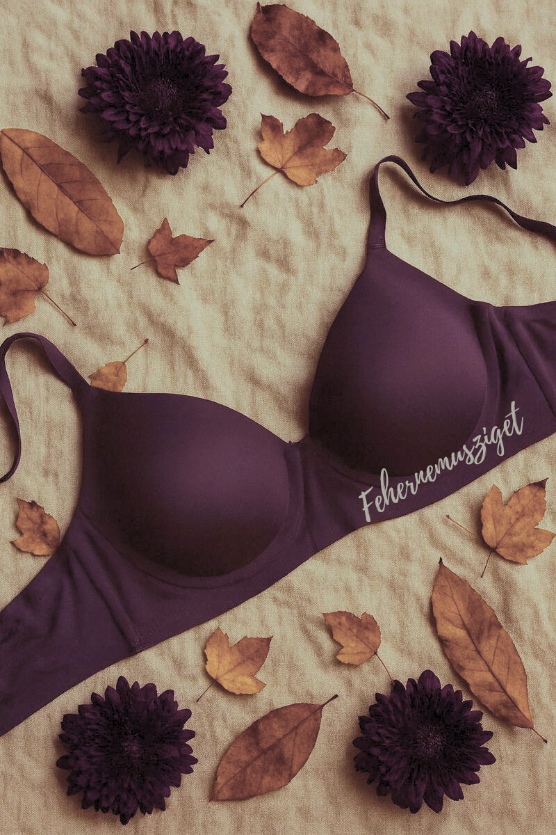 Julimex Dark Plum T-shirt lézervágott sötét szilva melltartó, merevítővel