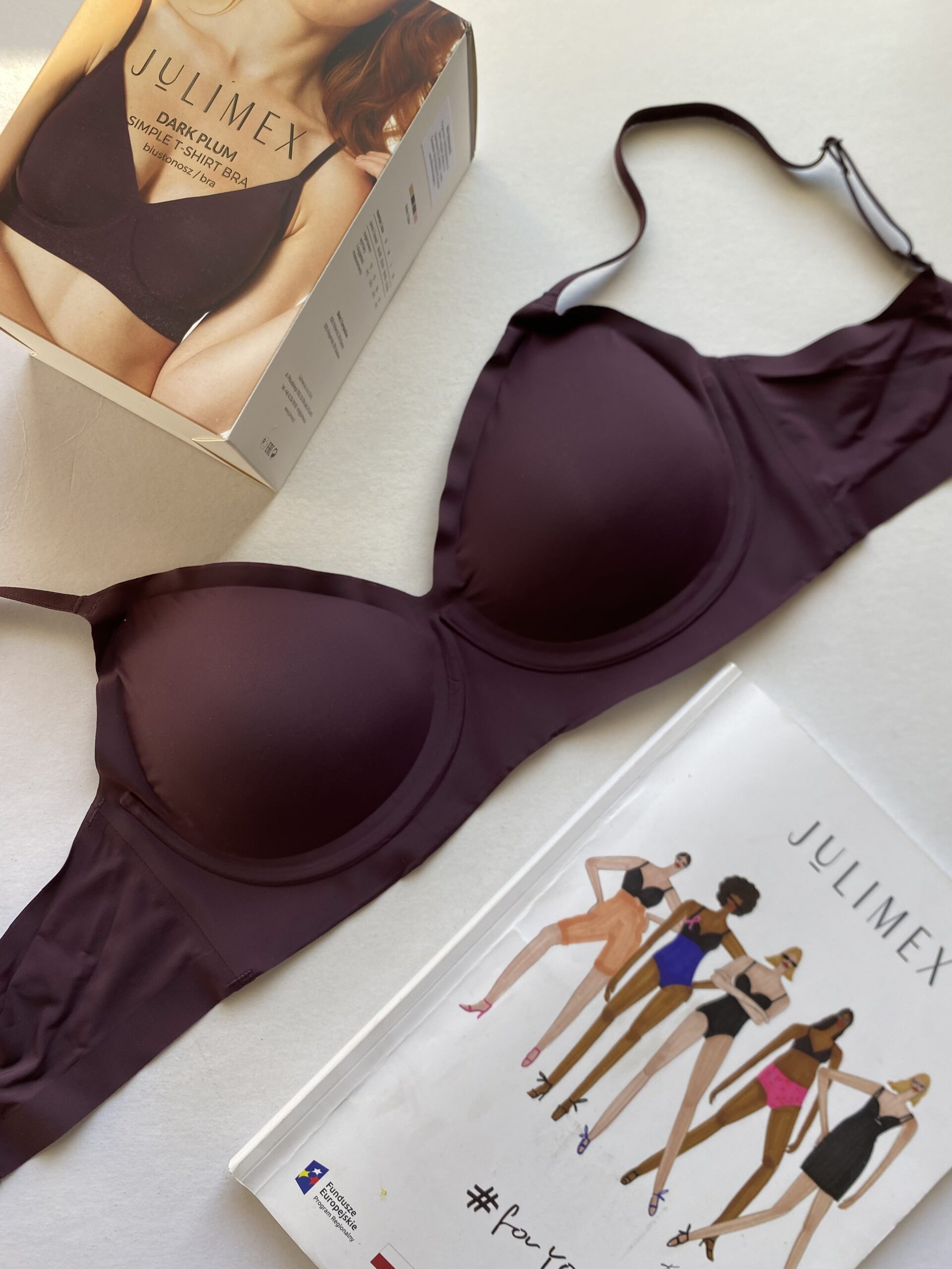 Julimex Dark Plum T-shirt lézervágott sötét szilva melltartó, merevítővel - Image 2