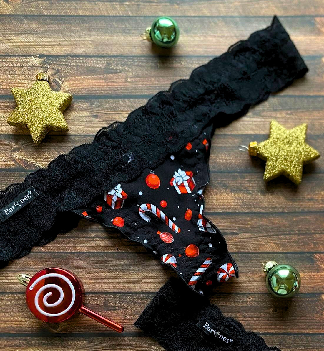 Barones Salsa tanga, fekete karácsonyi