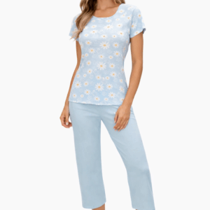 Donna Margaret világoskék , margarétás 3/4 pizsama