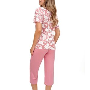 Donna Tina lazacszínű  , virágmintás 3/4 pizsama