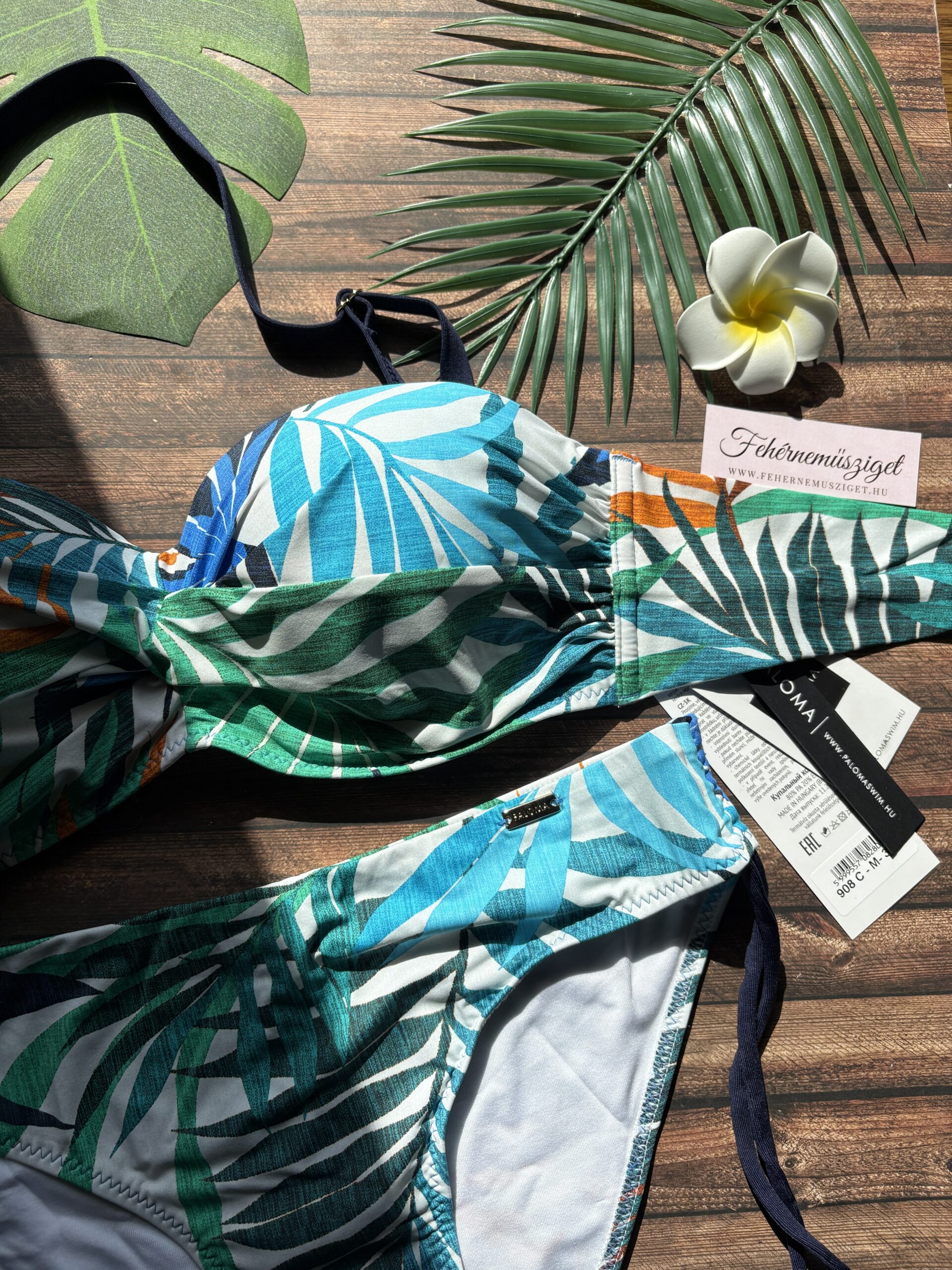Paloma 908 B-C-D tropical jungle bandeau bikini, normál alsóval - Image 2