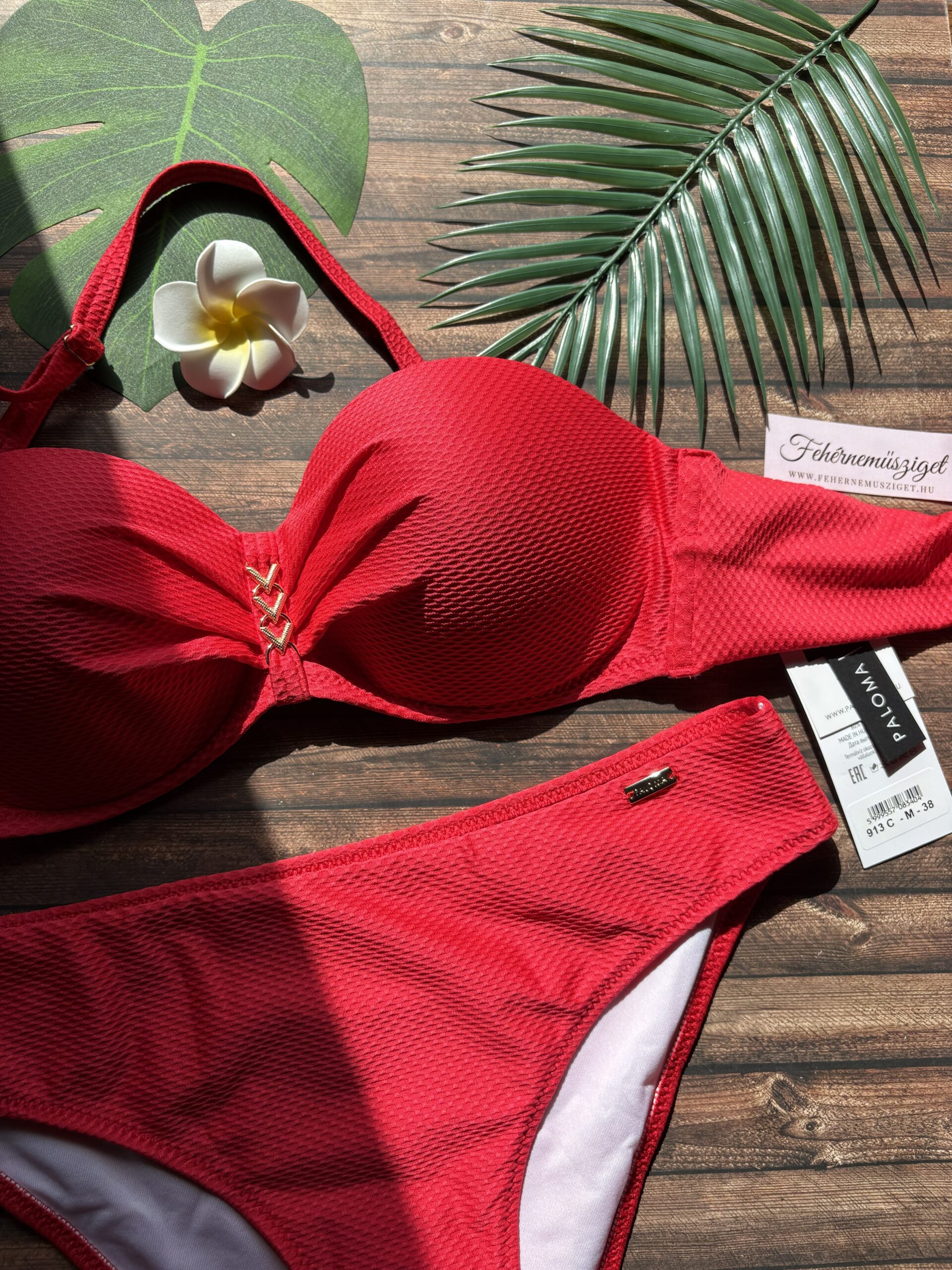 Paloma 913 C kosaras piros bandeau bikini, normál alsóval - Image 2