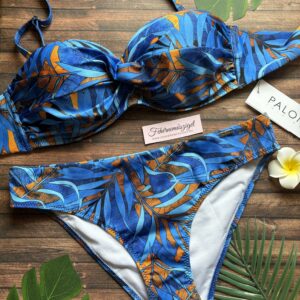 Paloma 916 kék-narancs tropical mintás C kosaras bandeau bikini, normál alsóval